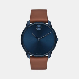 Bold Men Quartz Blue Dial Analog Leather Watch 3600585
