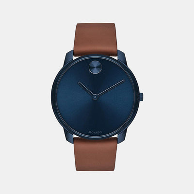 Bold Men Quartz Blue Dial Analog Leather Watch 3600585