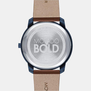 Bold Men Quartz Blue Dial Analog Leather Watch 3600585