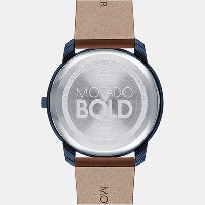 Bold Men Quartz Blue Dial Analog Leather Watch 3600585