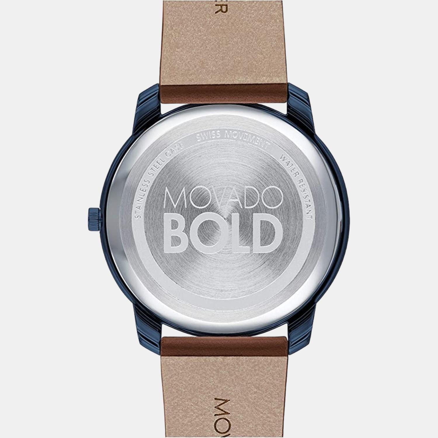 Bold Men Quartz Blue Dial Analog Leather Watch 3600585