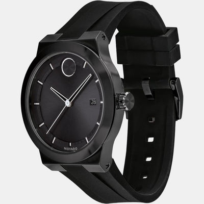 Bold Men Quartz Black Dial Analog Silicone Watch 3600621