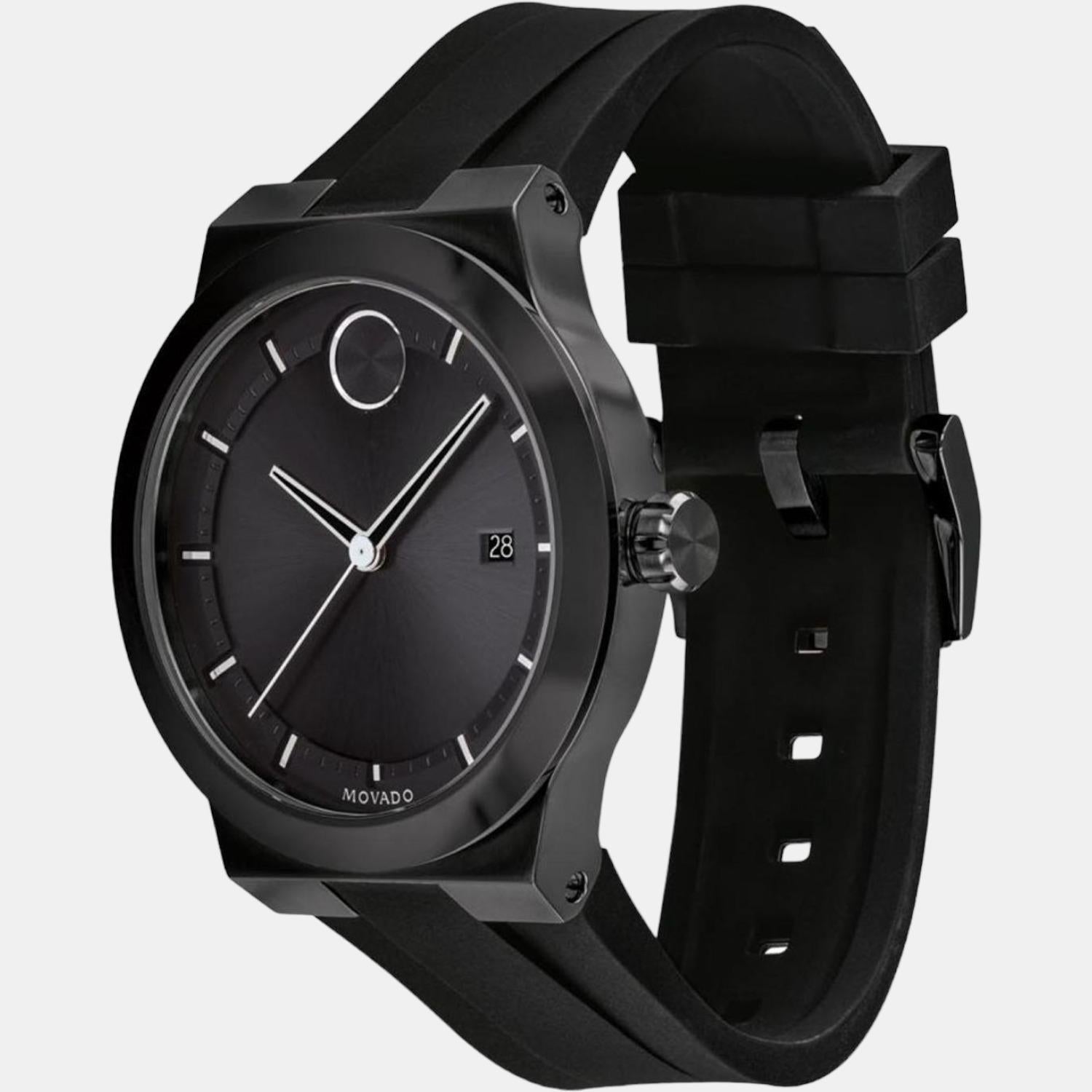 Bold Men Quartz Black Dial Analog Silicone Watch 3600621