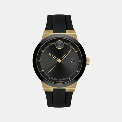 Bold Men Quartz Black Dial Analog Silicone Watch 3600623