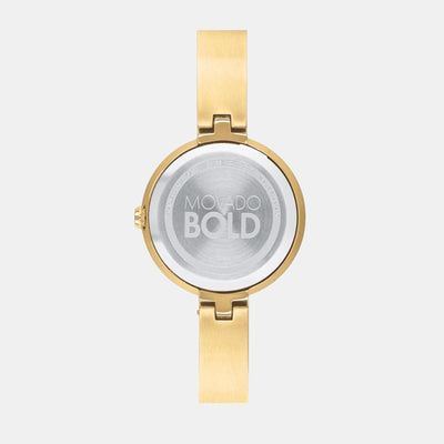 Bold Women Quartz Yellow Mother Of Pearl Dial Analog Stainless Steel Watch 3600627