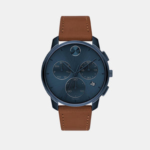 Bold Men Quartz Blue Dial Chronograph Leather Watch 3600630