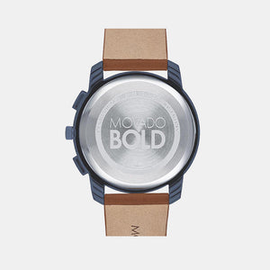 Bold Men Quartz Blue Dial Chronograph Leather Watch 3600630