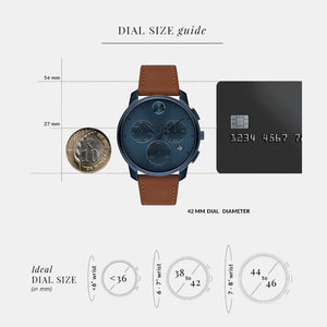 Bold Men Quartz Blue Dial Chronograph Leather Watch 3600630