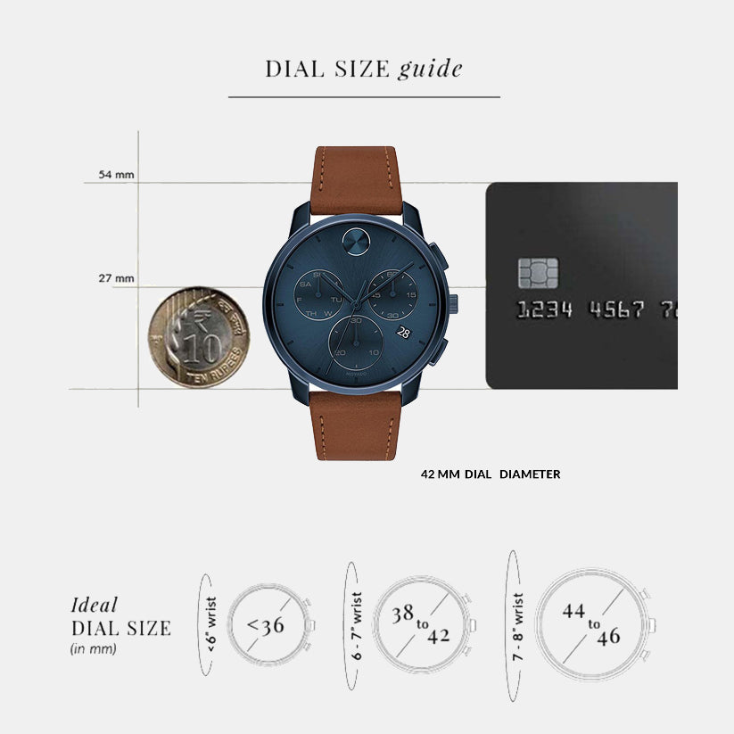 Bold Men Quartz Blue Dial Chronograph Leather Watch 3600630