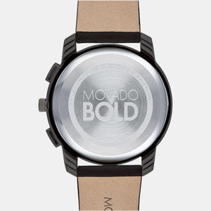 Bold Men Quartz Black Dial Chronograph Leather Watch 3600632