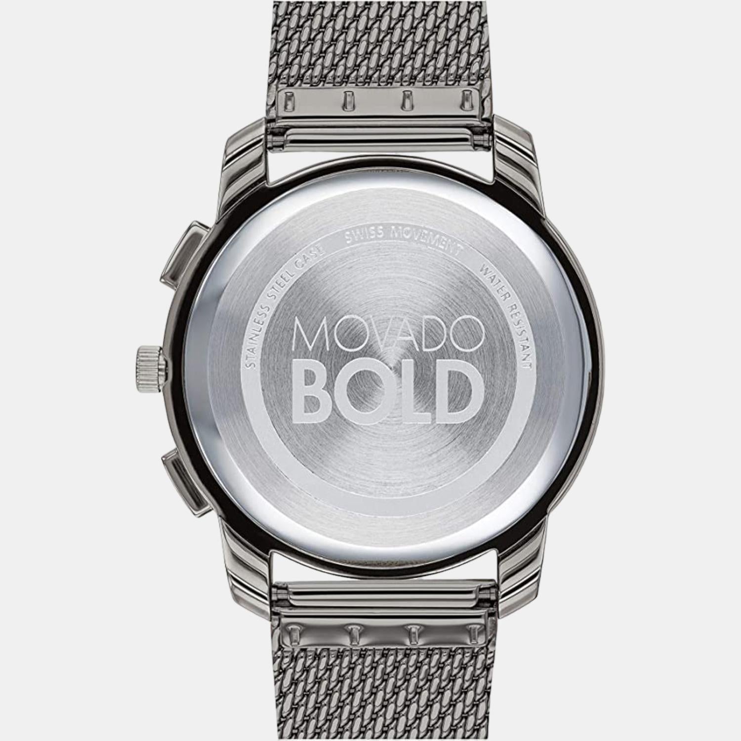 Bold Men Quartz Grey Dial Chronograph Stainless Steel Watch 3600635