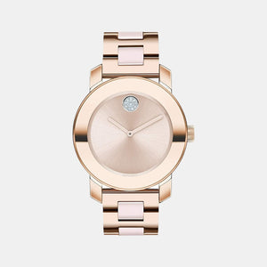 Bold Women Quartz Rose Gold Dial Analog Stainless Steel Watch 3600639