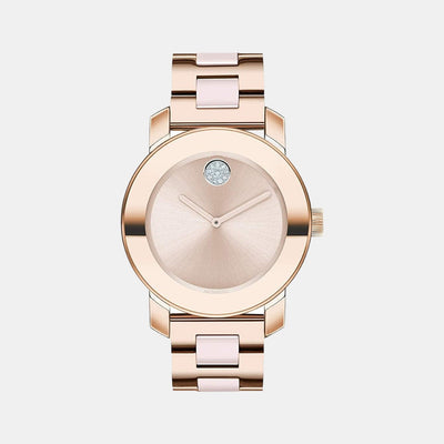 Bold Women Quartz Rose Gold Dial Analog Stainless Steel Watch 3600639