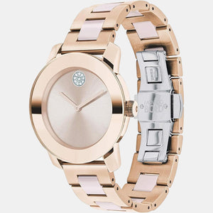 Bold Women Quartz Rose Gold Dial Analog Stainless Steel Watch 3600639