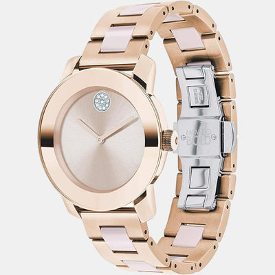 Bold Women Quartz Rose Gold Dial Analog Stainless Steel Watch 3600639