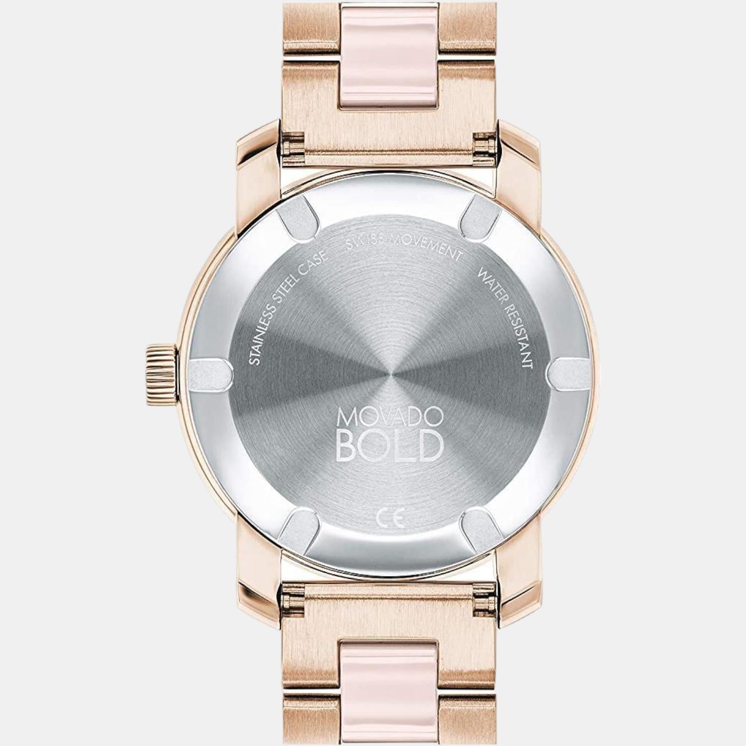 Bold Women Quartz Rose Gold Dial Analog Stainless Steel Watch 3600639