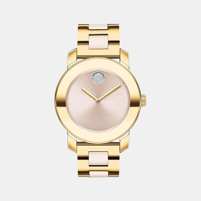 Bold Women Quartz Pink Dial Analog Stainless Steel Watch 3600640