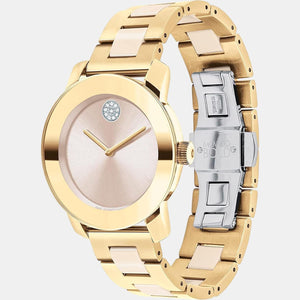 Bold Women Quartz Pink Dial Analog Stainless Steel Watch 3600640