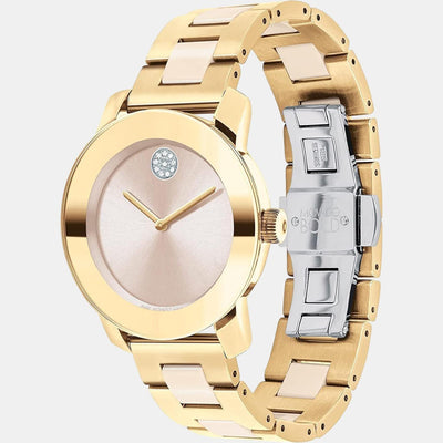 Bold Women Quartz Pink Dial Analog Stainless Steel Watch 3600640