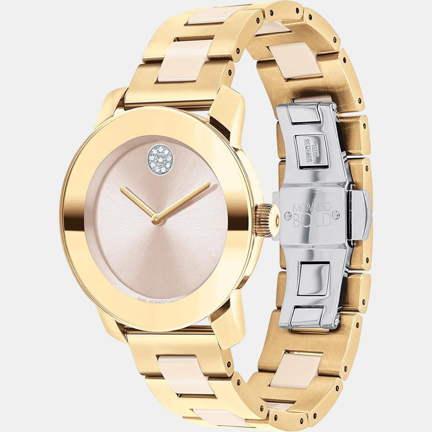 Bold Women Quartz Pink Dial Analog Stainless Steel Watch 3600640
