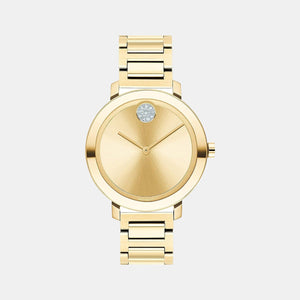 Bold Shimmer Women Quartz Gold Dial Analog Stainless Steel Watch 3600649