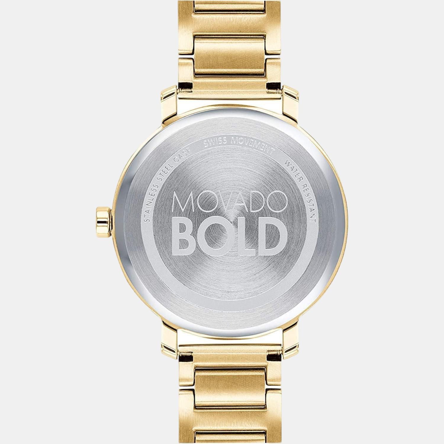 Bold Shimmer Women Quartz Gold Dial Analog Stainless Steel Watch 3600649