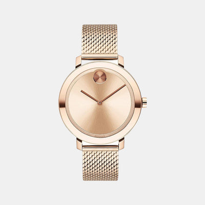 Bold Women Quartz Rose Gold Dial Analog Stainless Steel Watch 3600654