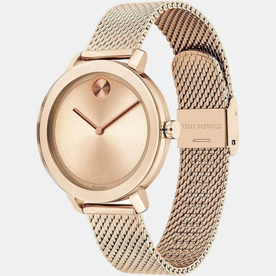 Bold Women Quartz Rose Gold Dial Analog Stainless Steel Watch 3600654