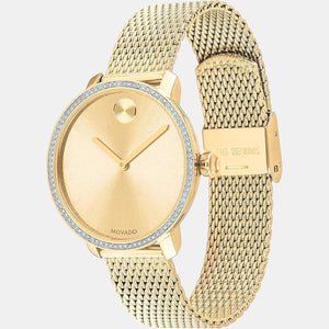 Bold Women Quartz Gold Dial Analog Stainless Steel Watch 3600656