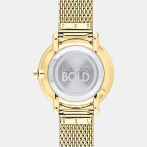 Bold Women Quartz Gold Dial Analog Stainless Steel Watch 3600656