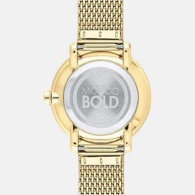 Bold Women Quartz Gold Dial Analog Stainless Steel Watch 3600656