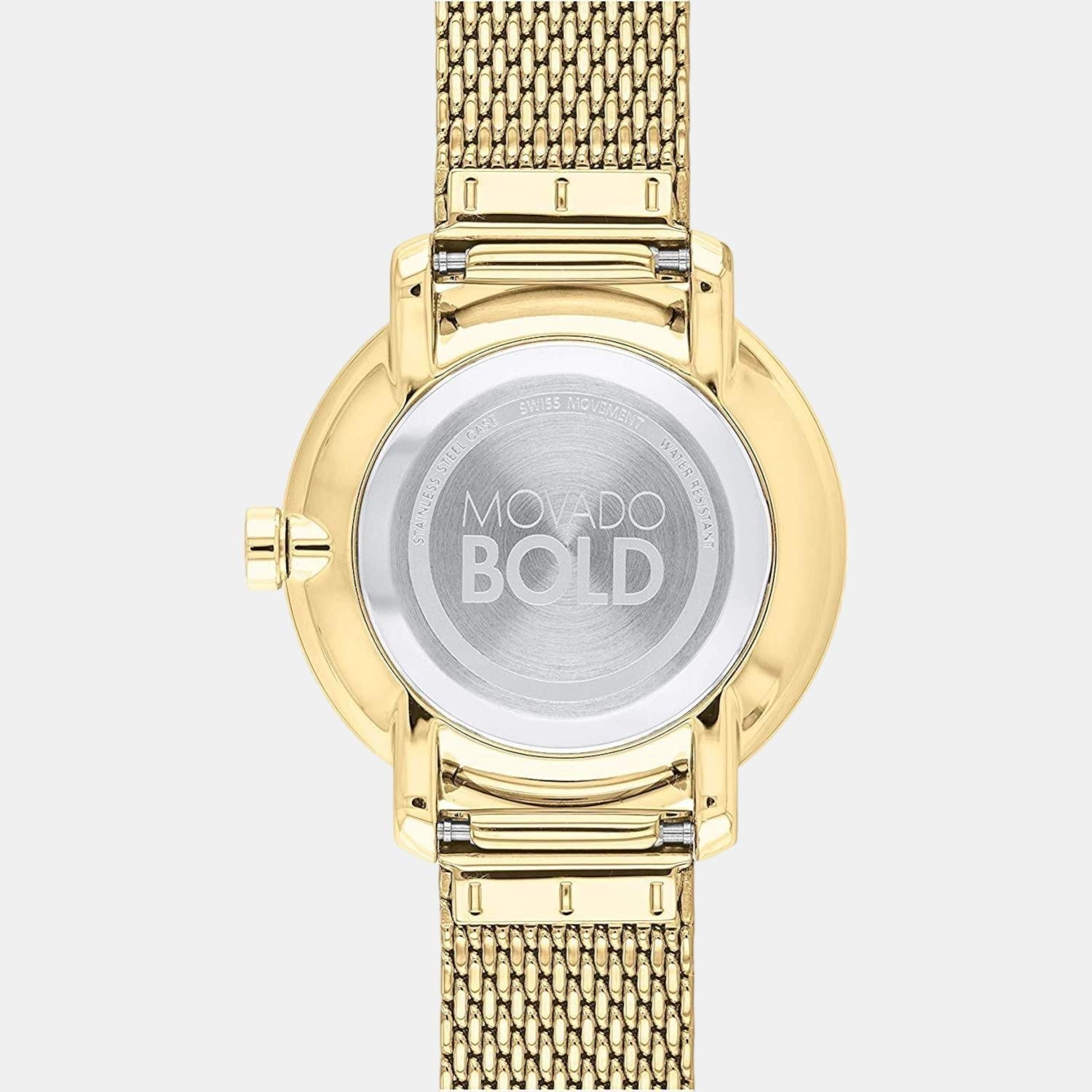 Bold Women Quartz Gold Dial Analog Stainless Steel Watch 3600656