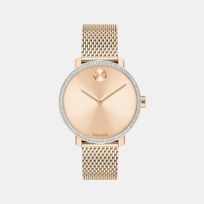 Bold Women Quartz Rose Gold Dial Analog Stainless Steel Watch 3600657