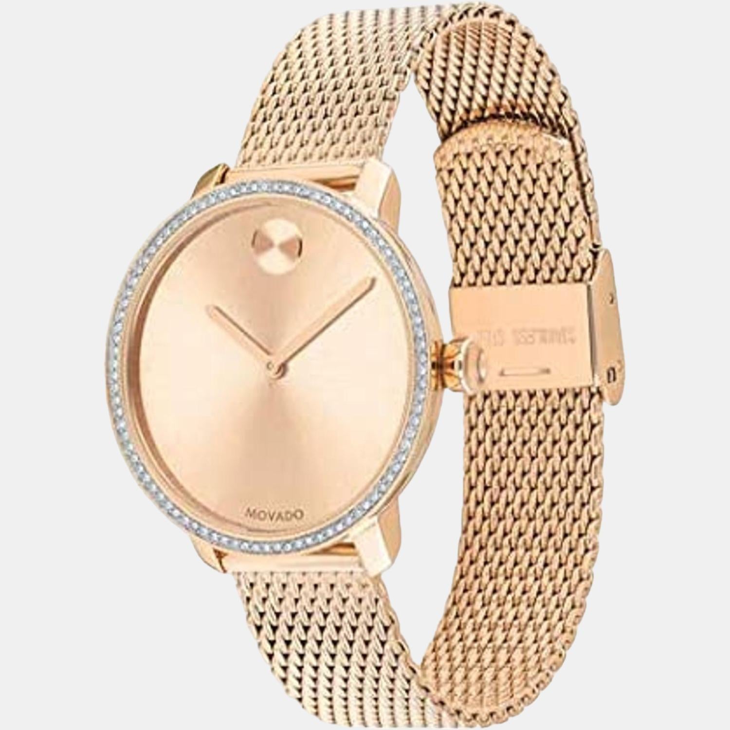 Bold Women Quartz Rose Gold Dial Analog Stainless Steel Watch 3600657