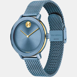 Bold Women Quartz Blue Dial Analog Stainless Steel Watch 3600675
