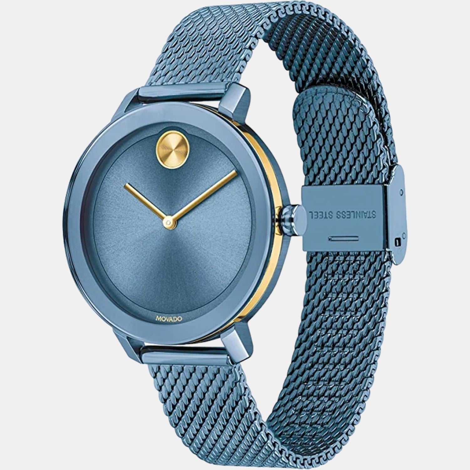 Bold Women Quartz Blue Dial Analog Stainless Steel Watch 3600675