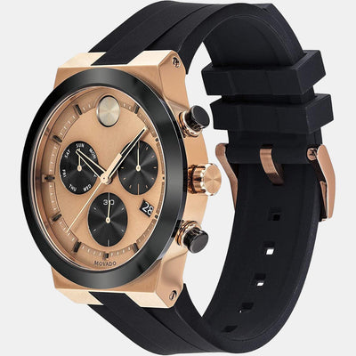 Bold Men Quartz Brown Dial Chronograph Silicone Watch 3600711