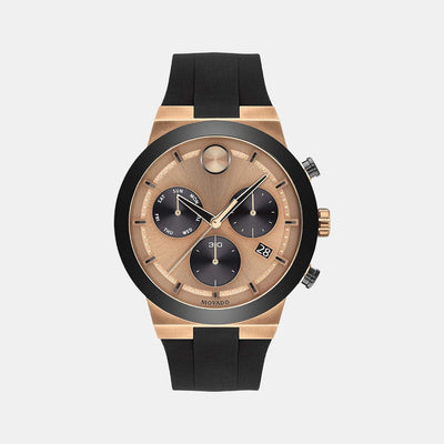 Bold Men Quartz Brown Dial Chronograph Silicone Watch 3600711