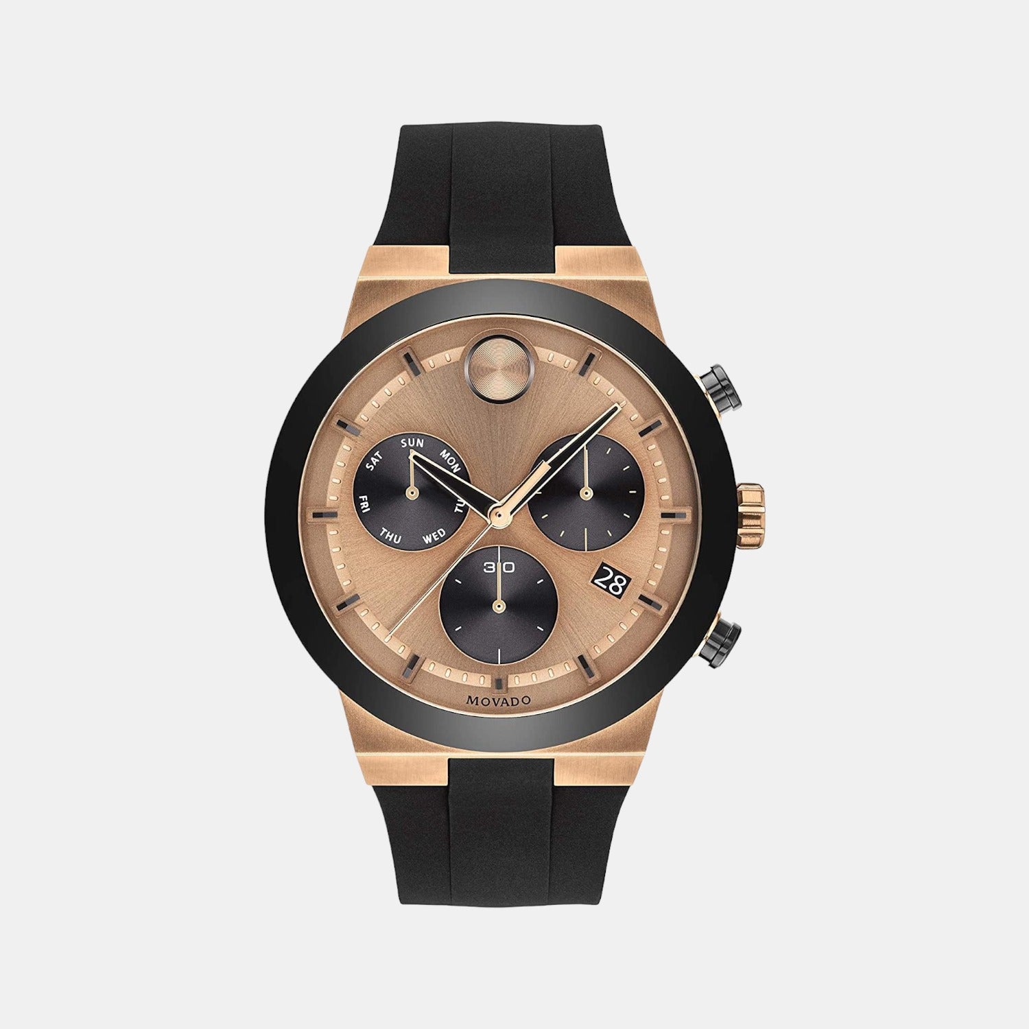 Bold Men Quartz Brown Dial Chronograph Silicone Watch 3600711