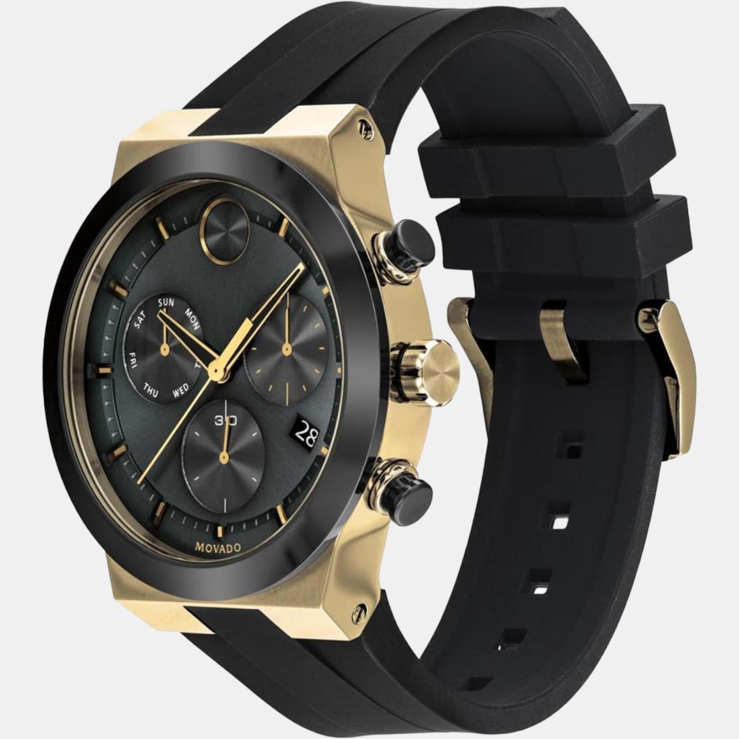Bold Men Quartz Black Dial Analog Silicone Watch 3600712