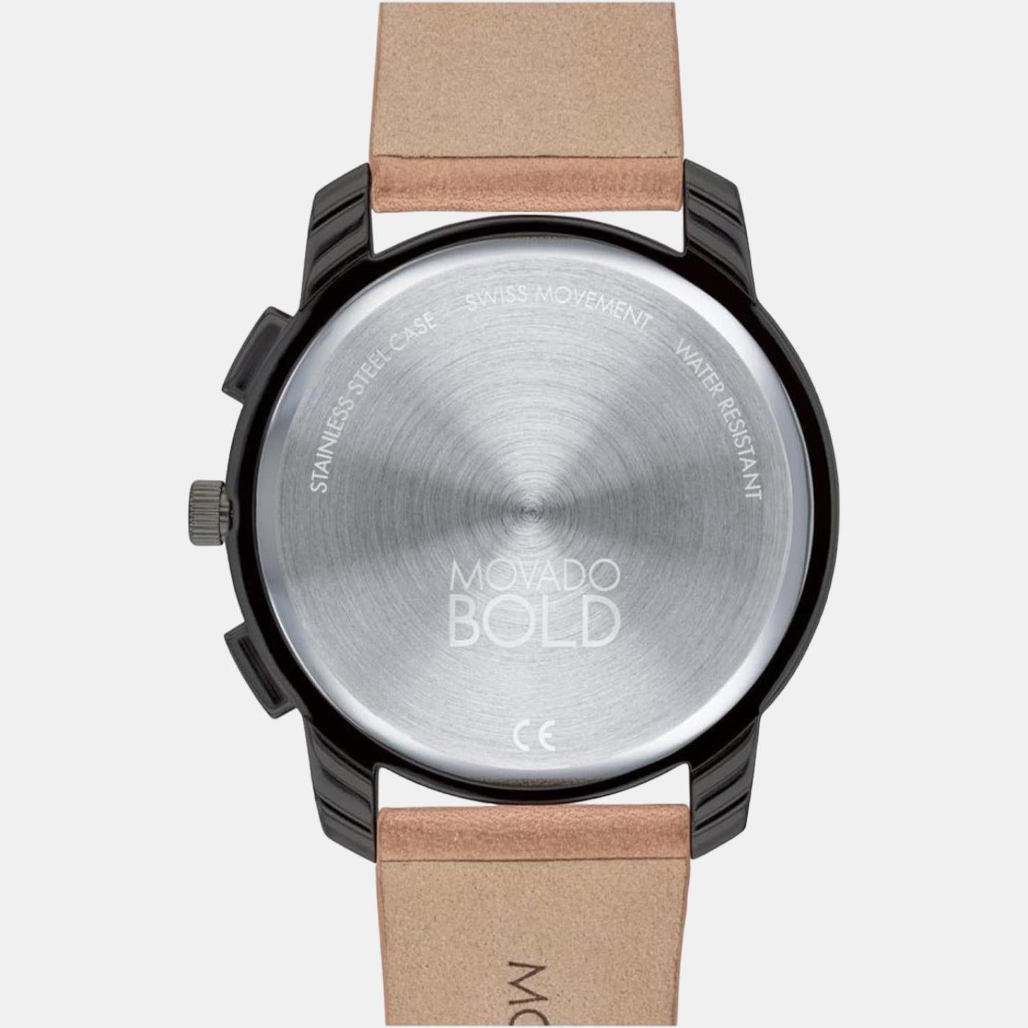 Bold Thin Men Quartz Grey Dial Chronograph Leather Watch 3600719