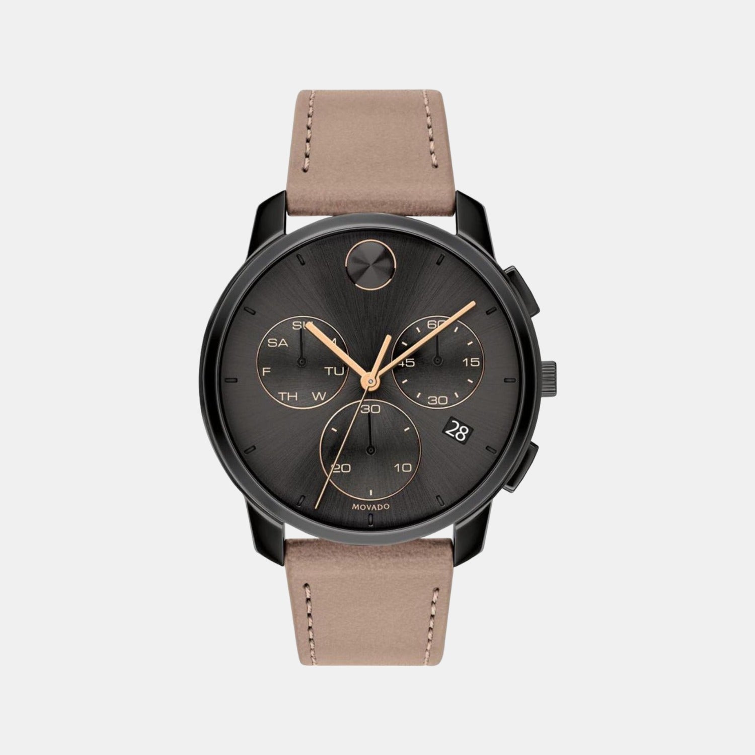 Bold Thin Men Quartz Grey Dial Chronograph Leather Watch 3600719
