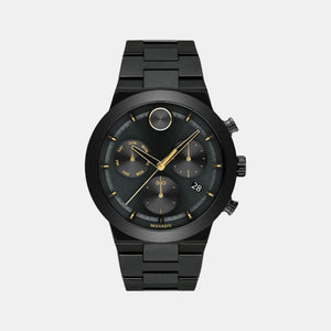 Bold Men Quartz Black Dial Chronograph Stainless Steel Watch 3600730