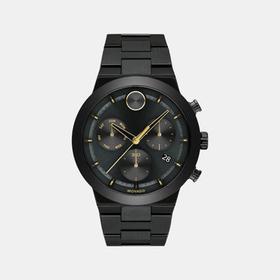 Bold Men Quartz Black Dial Chronograph Stainless Steel Watch 3600730