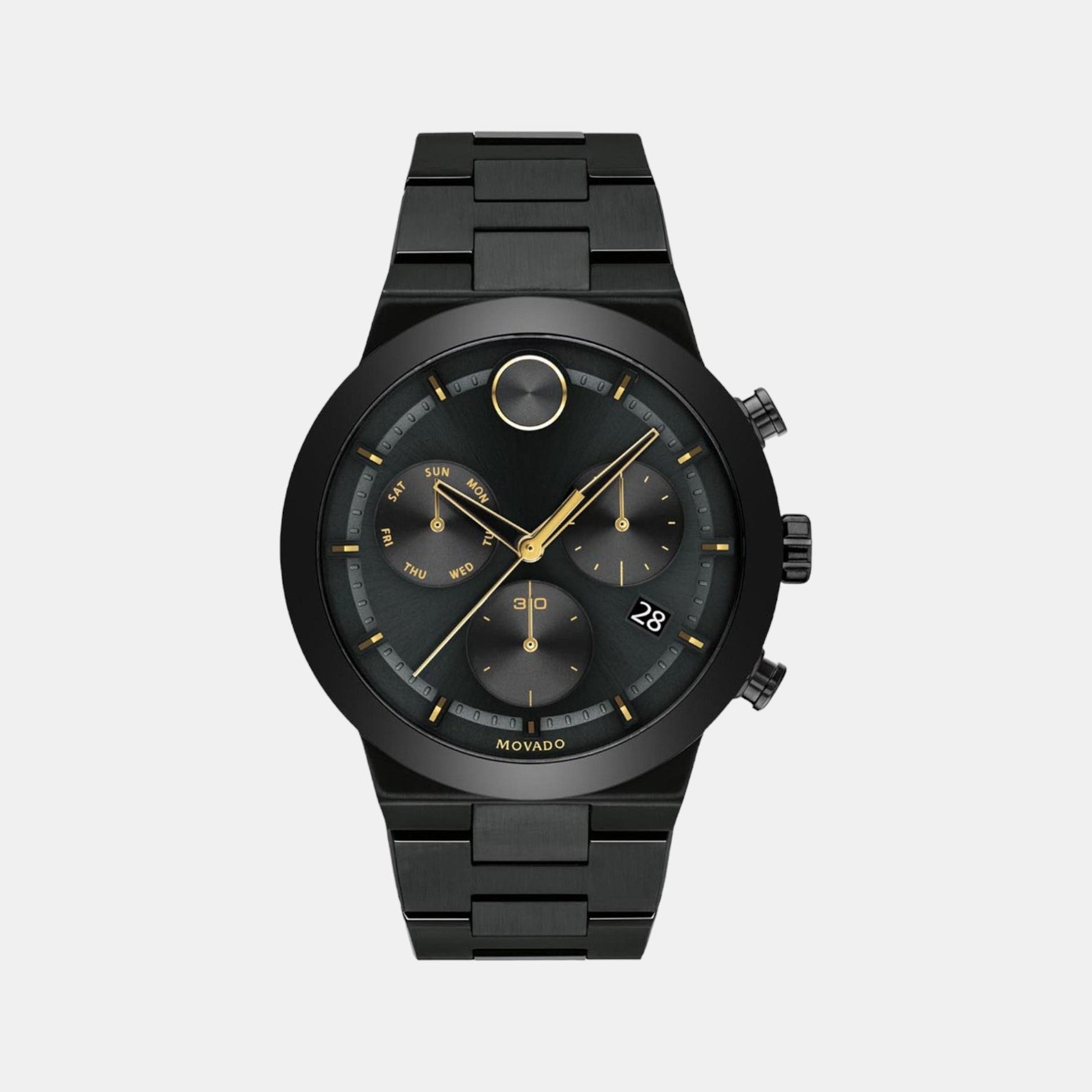 Bold Men Quartz Black Dial Chronograph Stainless Steel Watch 3600730