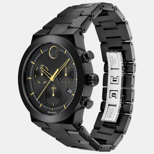 Bold Men Quartz Black Dial Chronograph Stainless Steel Watch 3600730
