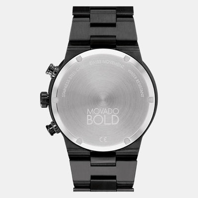 Bold Men Quartz Black Dial Chronograph Stainless Steel Watch 3600730