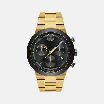 Bold Men Quartz Black Dial Chronograph Stainless Steel Watch 3600731