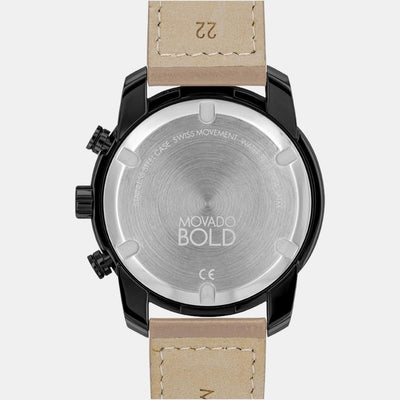 Bold Verso Men Quartz Black Dial Chronograph Leather Watch 3600738