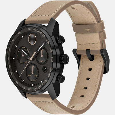 Bold Verso Men Quartz Black Dial Chronograph Leather Watch 3600738